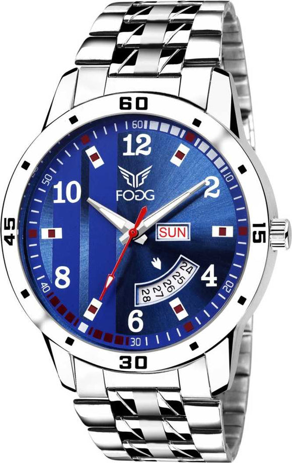 Printed Blue Day and Date Analog Watch - For Men